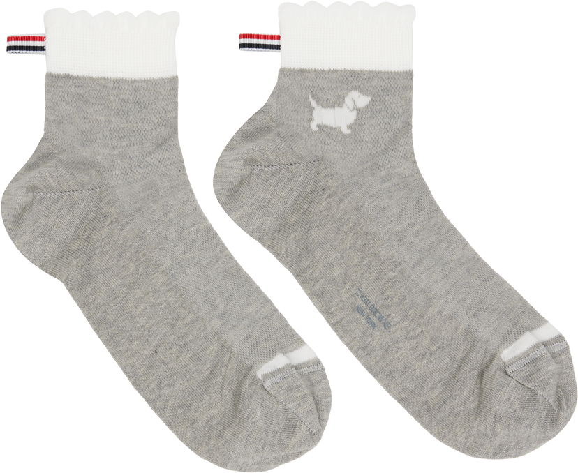 Ponožky Thom Browne Pointelle Stitch Hector Crew Socks Šedá | FAS240A-Y3011