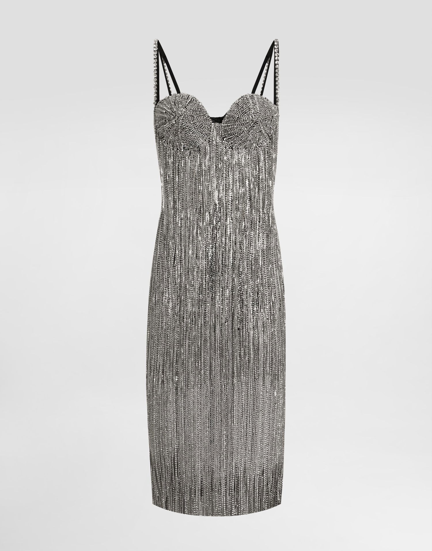 Šaty Dolce & Gabbana Dolce & Gabbana Sequined Fringe Calf-Length Dress Metalická | F6TRMZGDC2MS8400, 0
