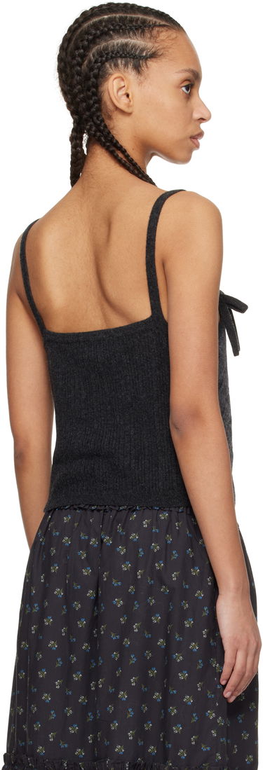 Tielko GANNI Gray Cashmere Mix Strap Tank Top Čierna | K2417, 2