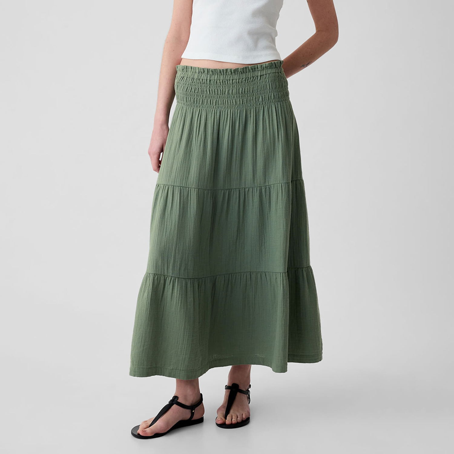 Sukňa GAP Skirt Pull On Gauze Maxi Skirt Laurel Wreath Green Zelené | 857496-00, 0