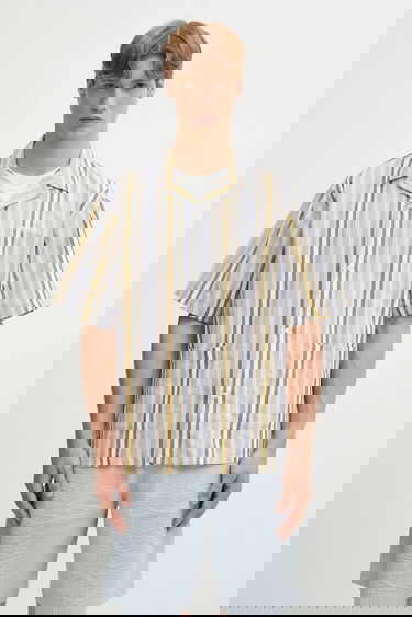 Košeľa Carhartt WIP Linen Blend Relaxed Fit Short Sleeve Folsey Camp Collar Striped Shirt with Patch Pockets Rôznofarebný | I035154.3G8XX, 0