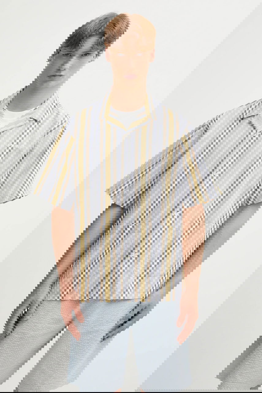 Košeľa Carhartt WIP Linen Blend Relaxed Fit Short Sleeve Folsey Camp Collar Striped Shirt with Patch Pockets Rôznofarebný | I035154.3G8XX, 0