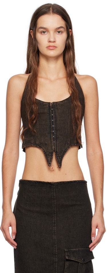 Tielko Miaou Miaou Dani Denim Halter Top Hnedá | 7077SD4BLK, 0