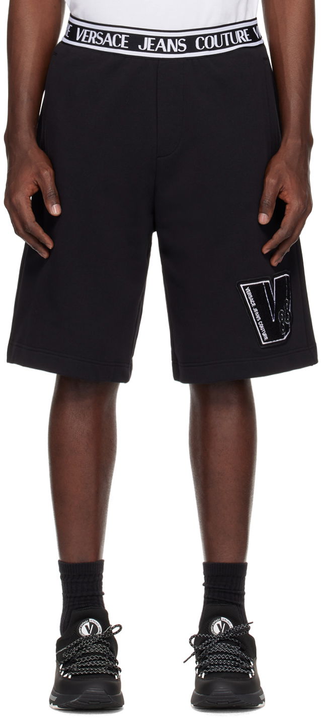 Šortky Versace Couture Black V-Patch Shorts Čierna | E76GADG04_ECF01G