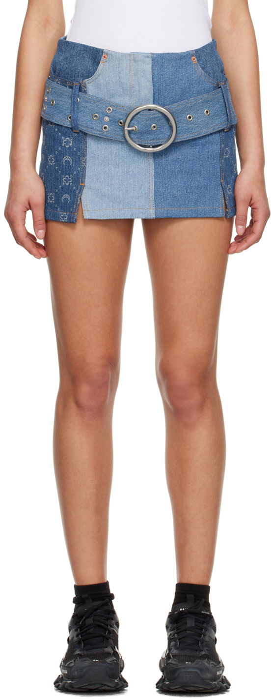 Sukňa Marine Serre Marine Serre Paneled Denim Miniskirt Modrá | S111SS23WU, 0