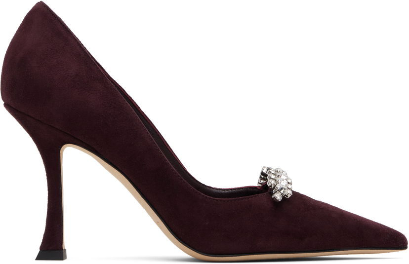 Tenisky a topánky Jimmy Choo Belinda 90 Suede Crystal-Embellished Pointed-Toe Pumps Vínová | BELINDA PUMP 90