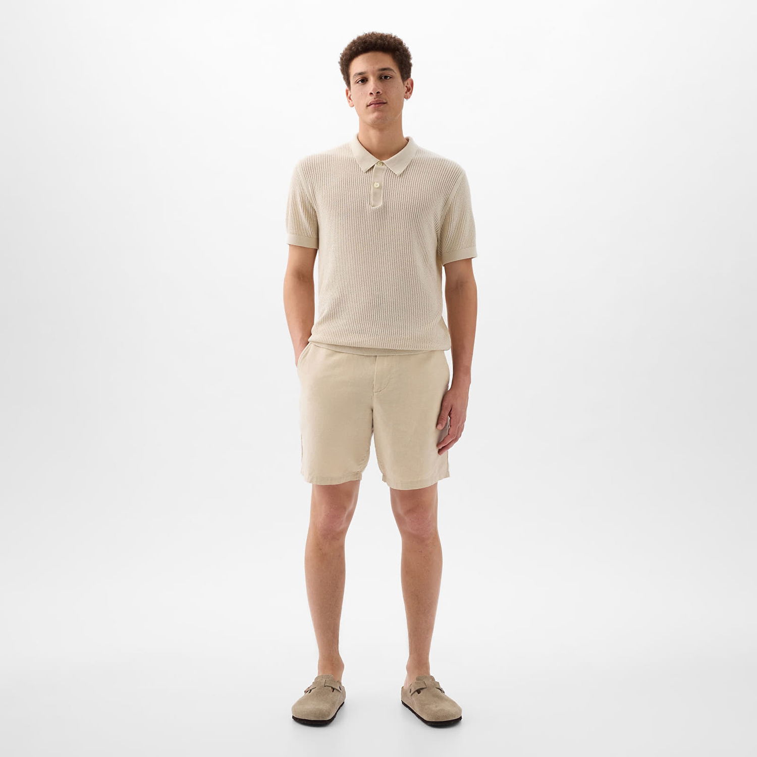 Šortky GAP Linen Fixed Waist Short Oatmeal Béžová | 870594-00, 0