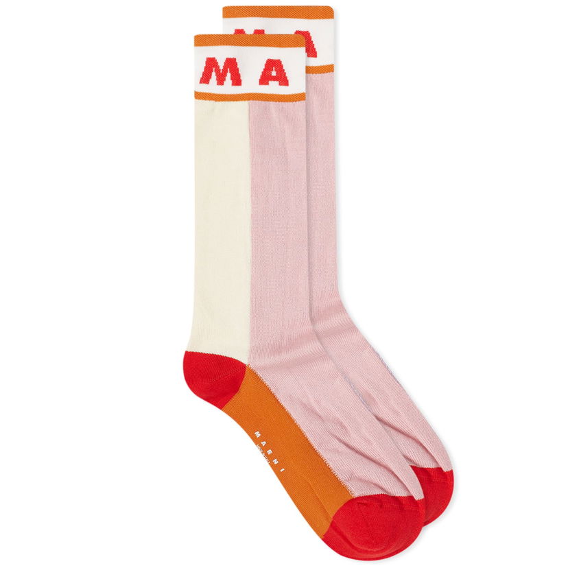 Ponožky Marni Logo Socks "Dahlia" Ružová | SKMC0185Q0-INC05