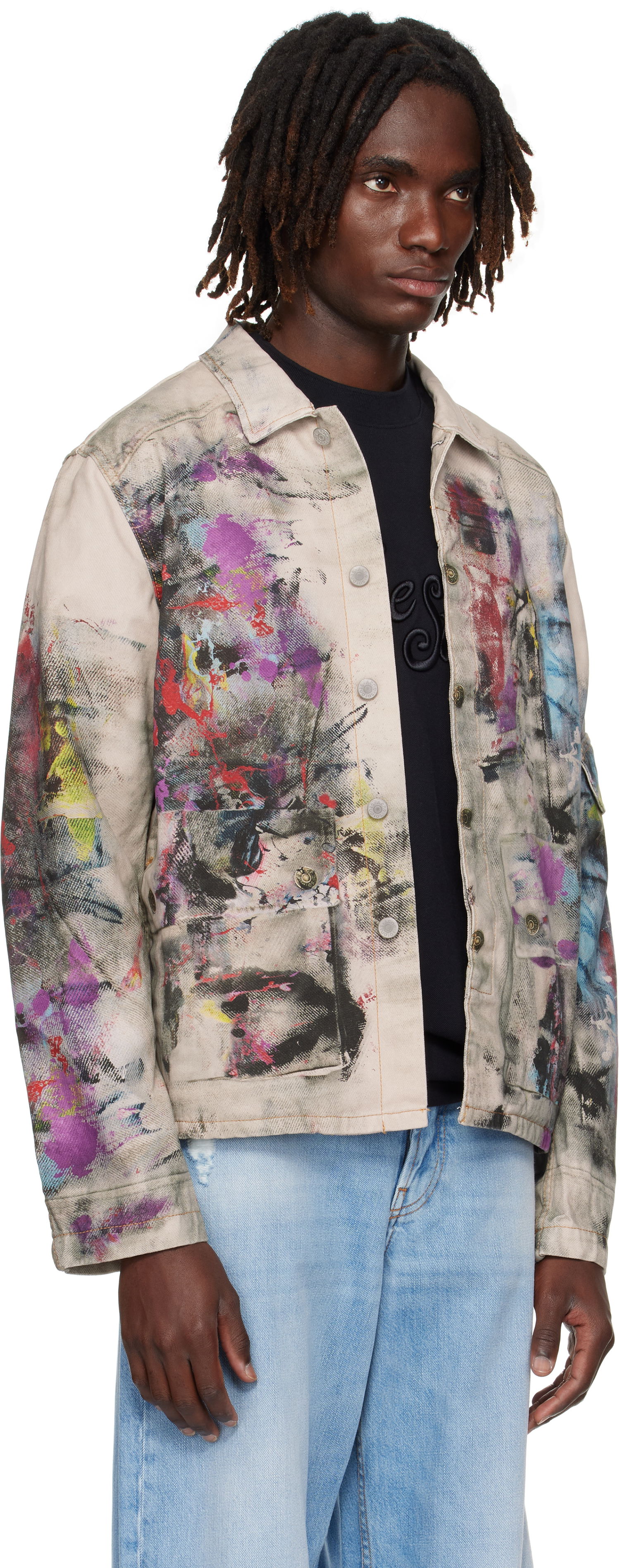 Bunda Acne Studios Acne Studios Trompe L'Oeil Print Denim Jacket Béžová | B90859-, 1