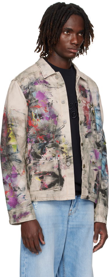 Bunda Acne Studios Acne Studios Trompe L'Oeil Print Denim Jacket Béžová | B90859-, 1
