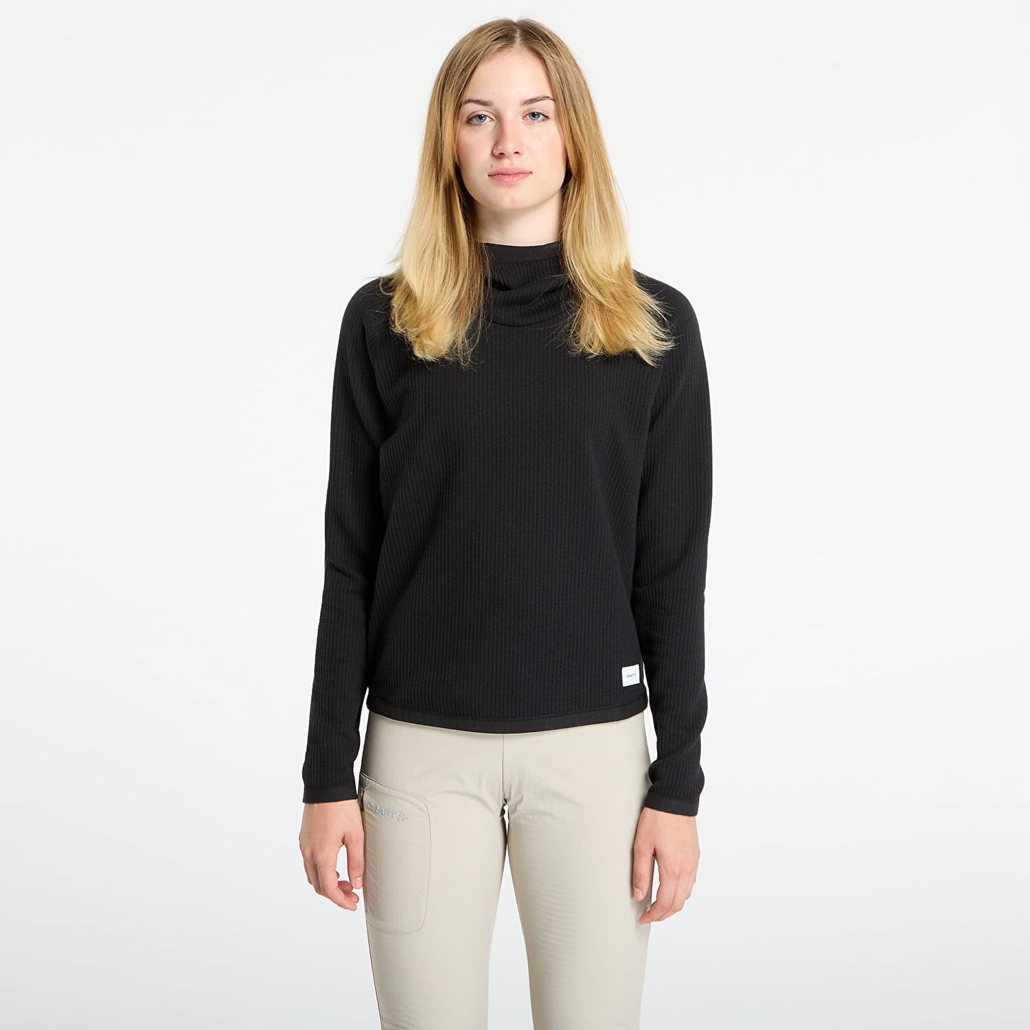 Sveter Craft Grid Hood Ribbed Mock Neck Top Čierna | 1916668-999000, 0
