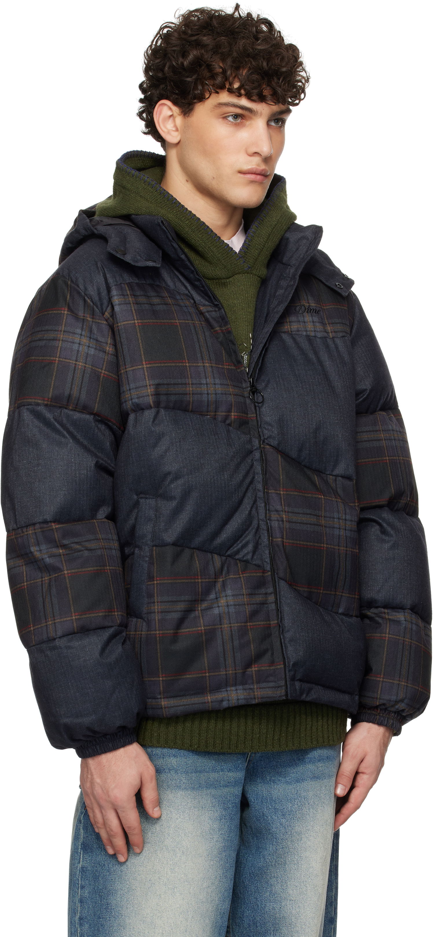 Prešívaná bunda Dime Tweed Puffer Jacket Modrá | DIMEHO241GRY, 1