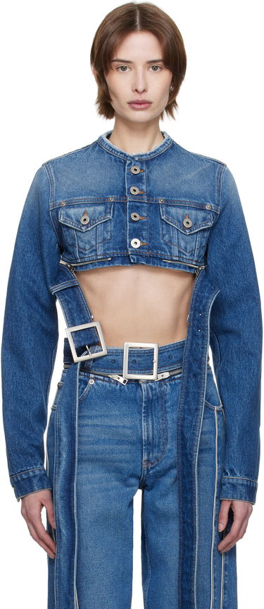 Vesta Jean Paul Gaultier Jean Paul Gaultier 'The Belted' Cropped Denim Jacket Modrá | 25/33-F-VE088-D013-57, 0