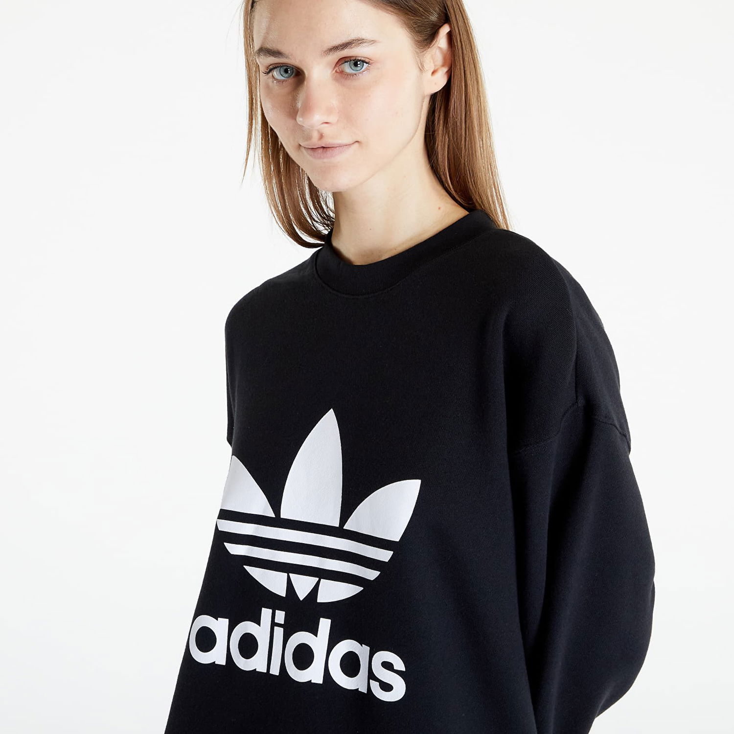 Mikina adidas Originals Trefoil Crew Sweatshirt Čierna | IB7431, 1
