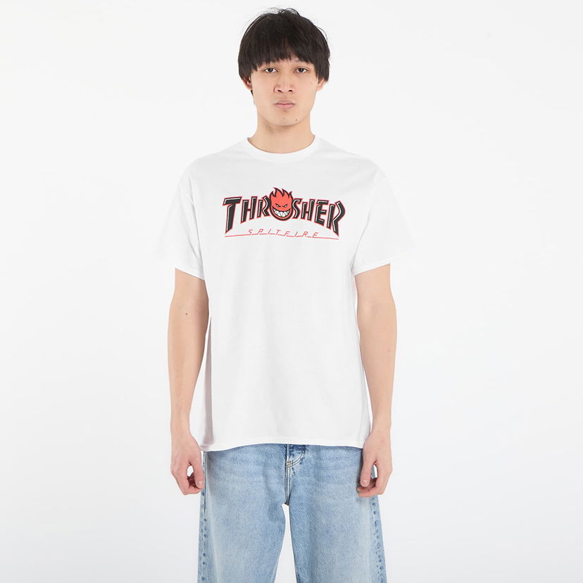 Tričko Thrasher Thrasher x Spitfire Big Head Outline T-Shirt Biela | 145831