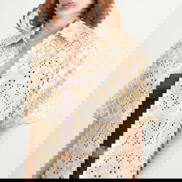 Košeľa Ahluwalia Kada Embroidered Short Sleeve Shirt Biela | M-AHLU-TO029-SS26-FA290-WH, 5