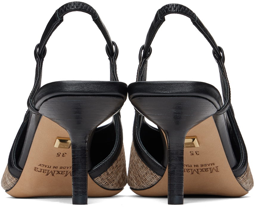 Tenisky a topánky Max Mara Raffia-Effect Fabric Slingback Heels Béžová | 2414521312600, 1