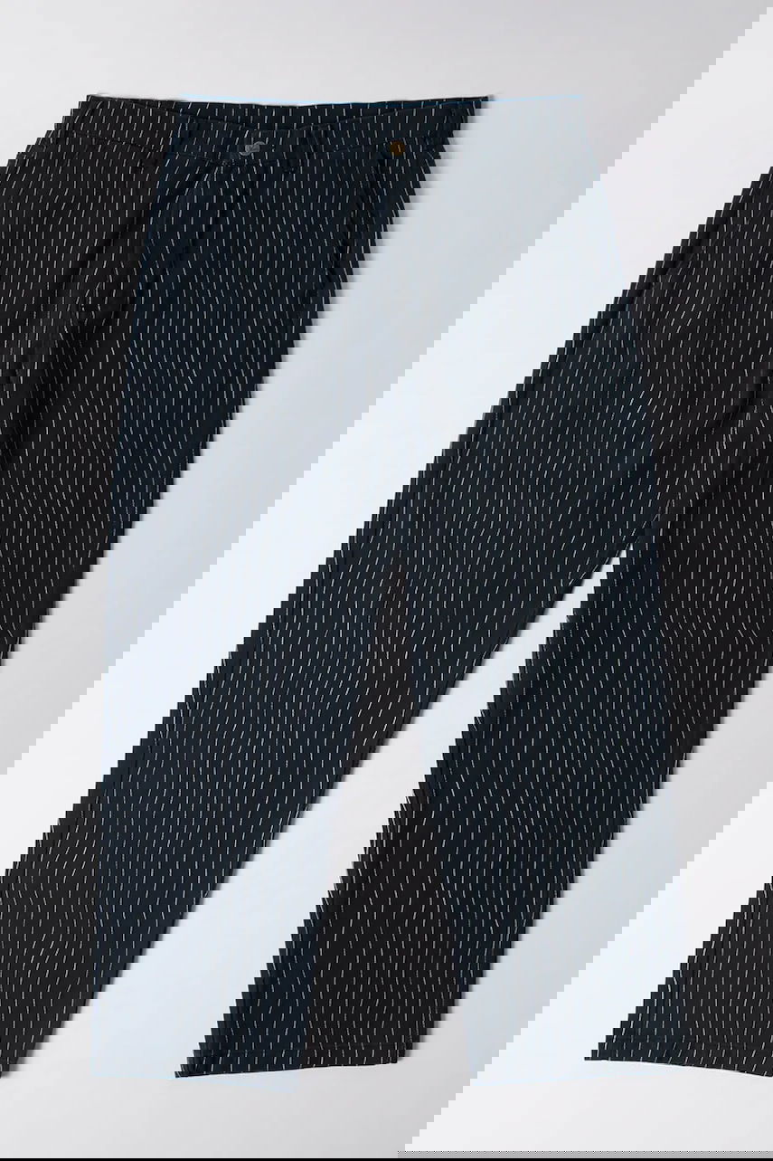 Nohavice By Parra Meandering Pinstripe Chinos Navy | 54245, 0