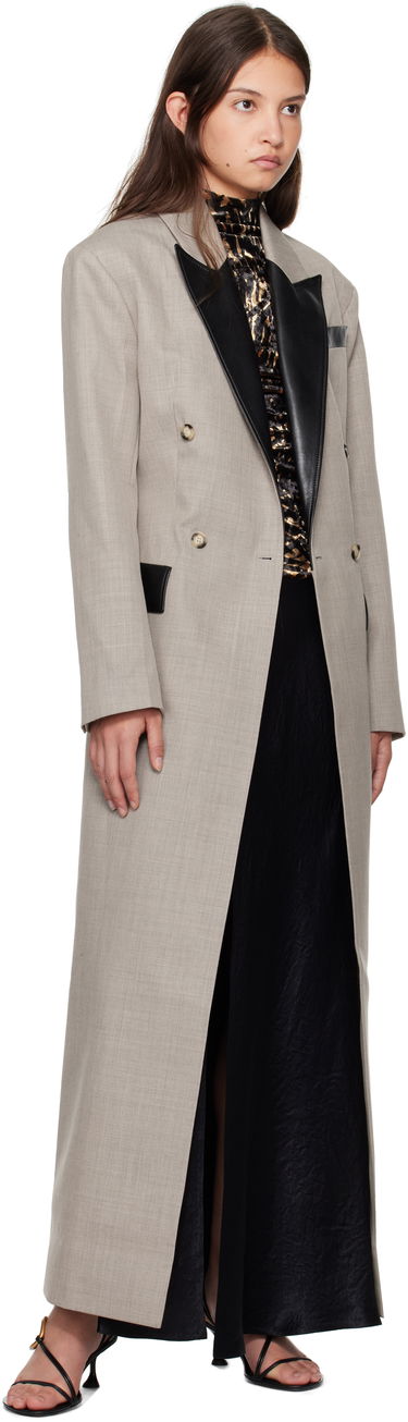 Kabáty Nanushka Nanushka Ferris Double-Breasted Long Coat Šedá | NW24FWOW36970, 3