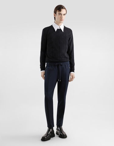 Nohavice Dolce & Gabbana Dolce & Gabbana Stretch Cotton Gabardine Jogging Trousers Navy | GYACEZFUFNVB0665, 1