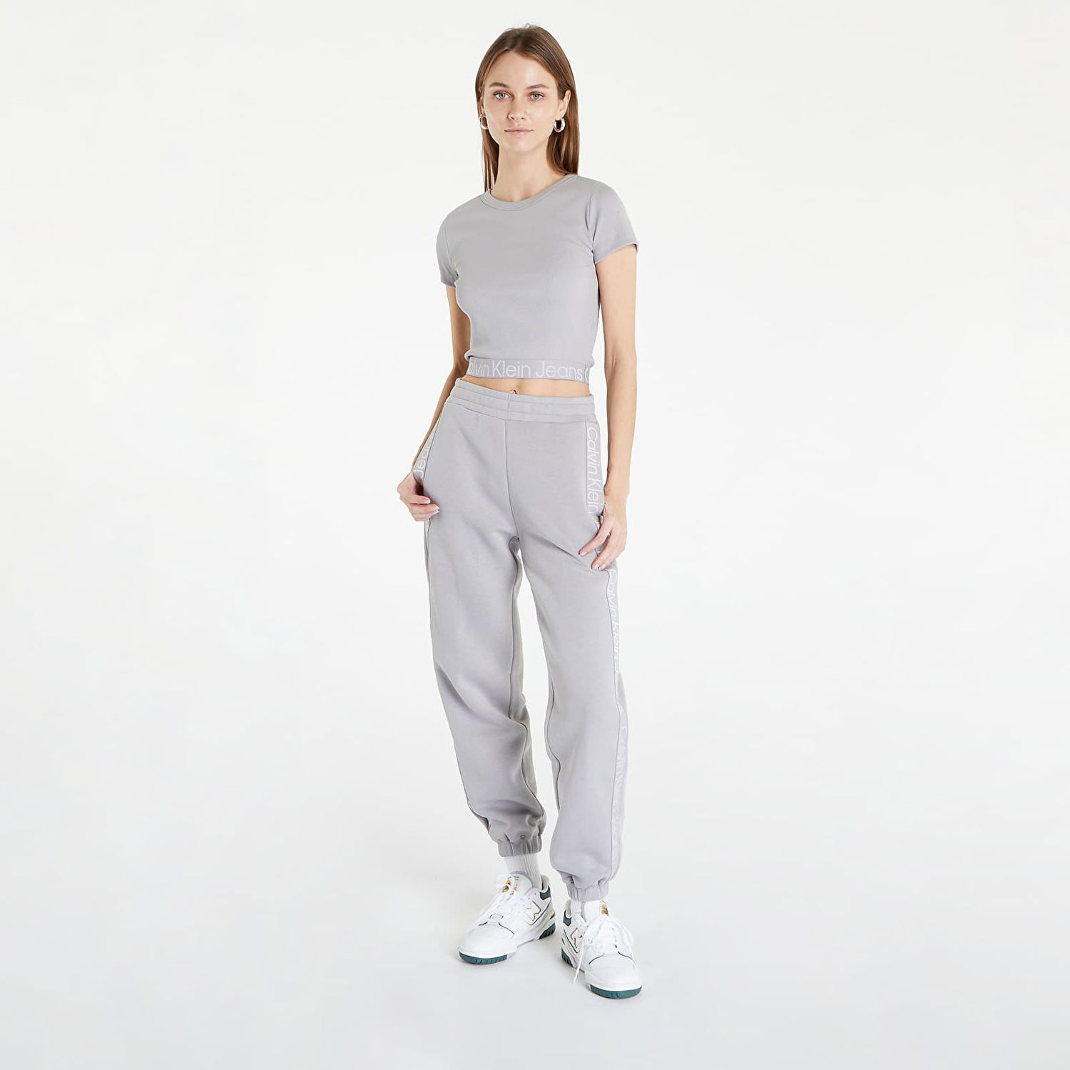 Tepláky CALVIN KLEIN Jeans Logo Tape Jogger Pants Šedá | J20J219738 PQY, 0