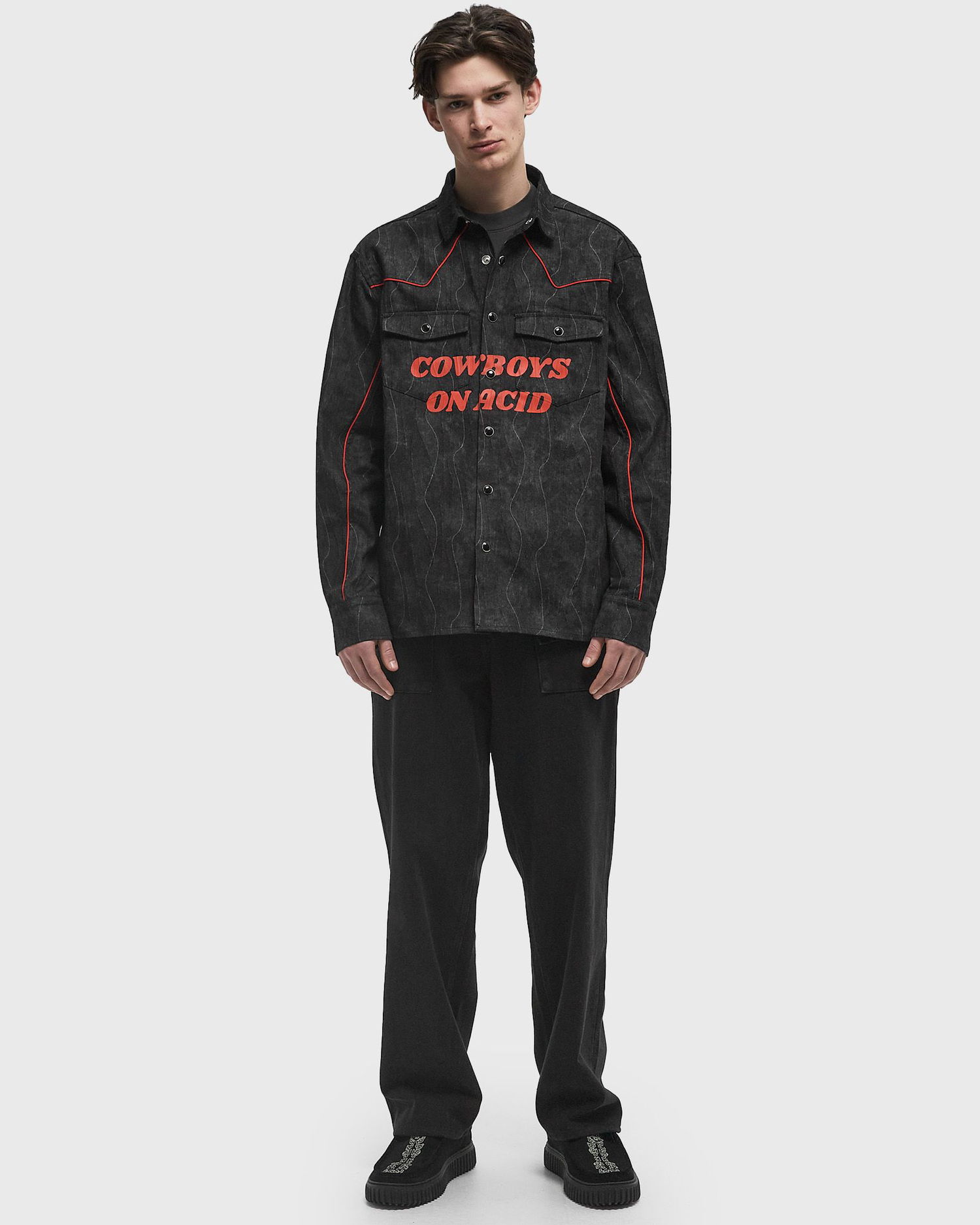 Košeľa Pleasures Pleasures Acid Cowboy Denim Shirt Čierna | P24W005-BLACK, 1