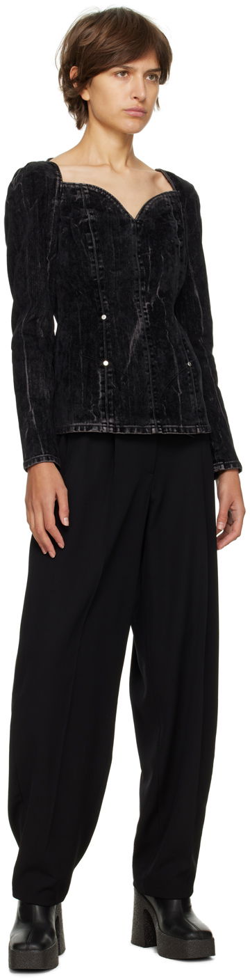 Košeľa Stella McCartney Stella McCartney Washed Denim Sweetheart Neckline Blouse Čierna | 6D00853SPH05, 3