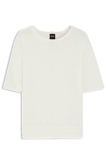 Tričko BOSS Short-Sleeved Knit Sweater Biela | 50543936, 0