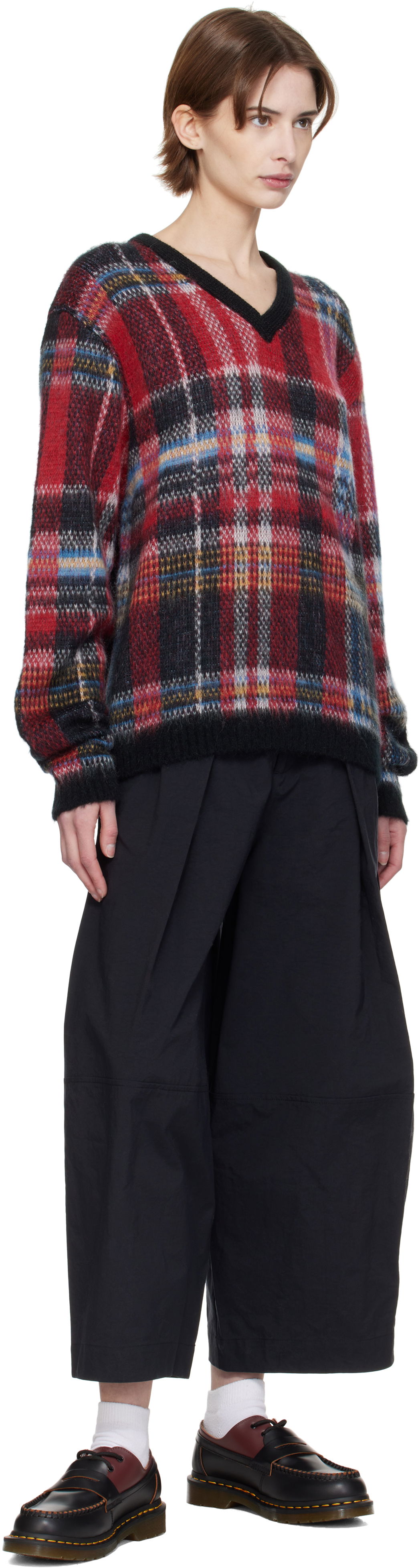 YMC Vertigo Tartan V-Neck Sweater