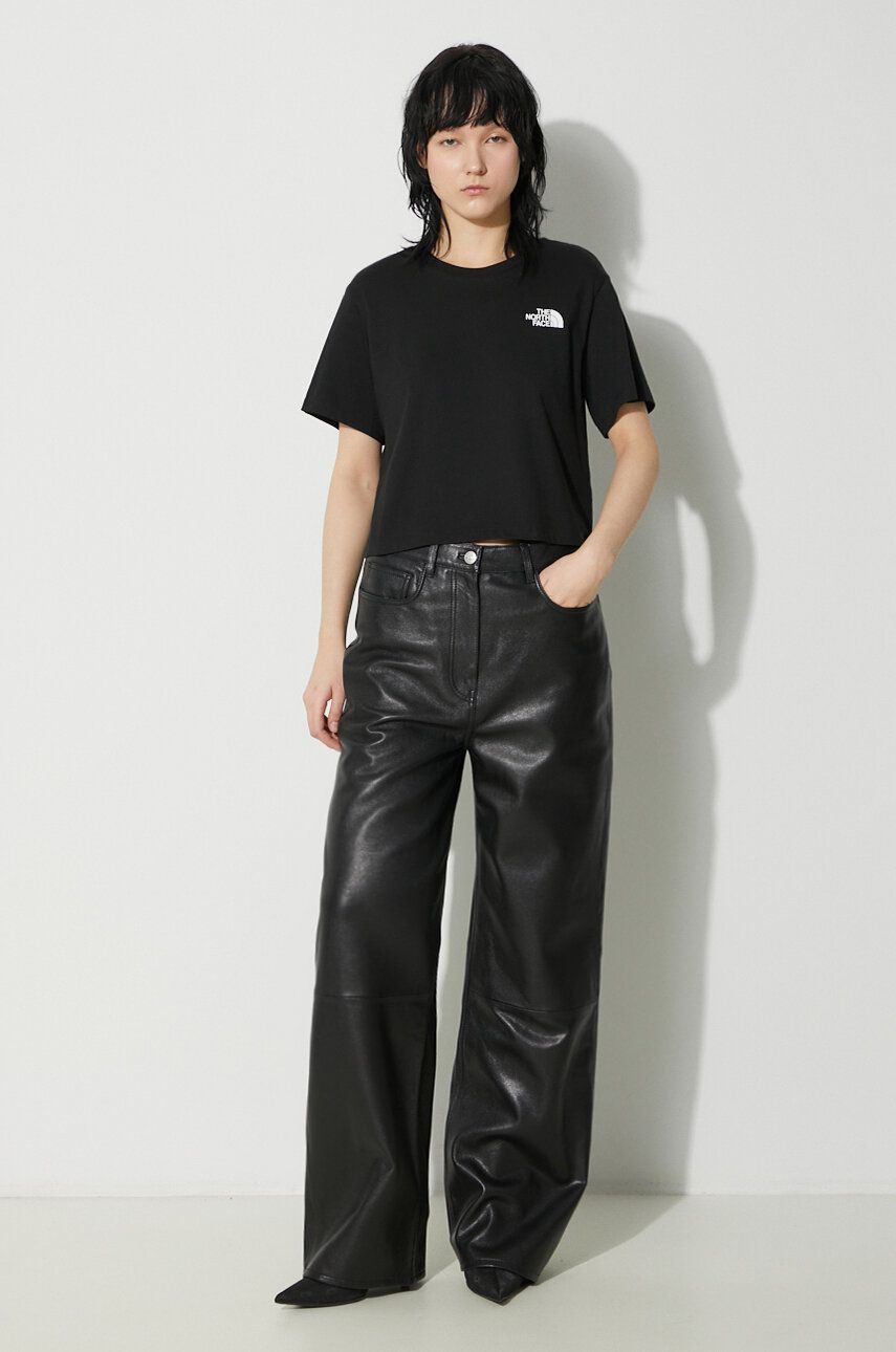 Crop Top The North Face T-Shirt Simple Dome Slim Cropped Čierna | NF0A87U4JK31, 1