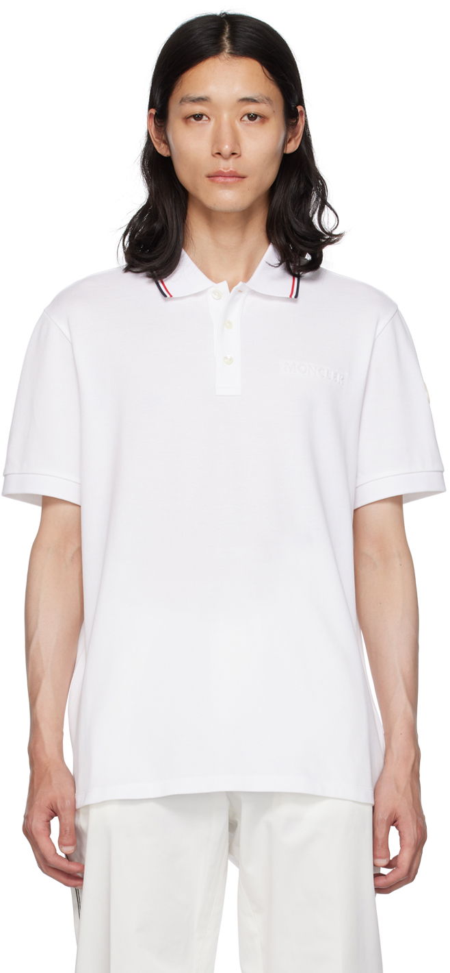 Polo tričko Moncler Embossed Polo Biela | I20918A0000684556, 0