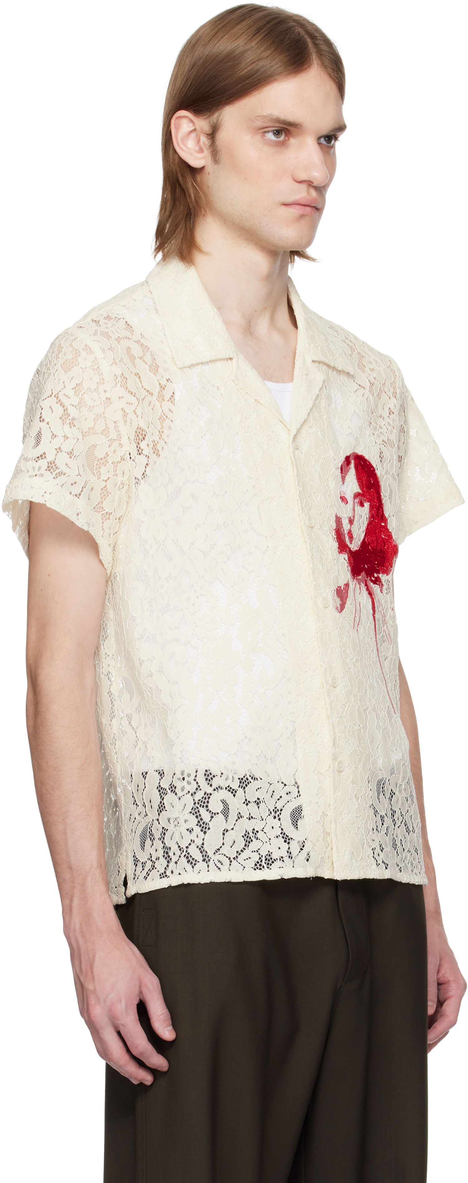 Košeľa KidSuper KidSuper Lace Girl Painting Shirt Biela | SS25-SST-06, 1