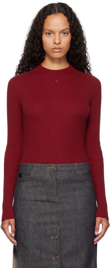 Tričko Courrèges Long Sleeved Fitted Sweater Červená | 124MPU128FI0049, 0