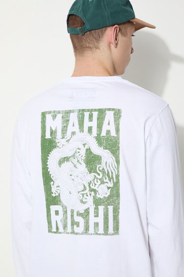 Tričko Maharishi Maharishi Woodblock Dragon Long Sleeve T-Shirt Biela | 1277.WHITE, 5