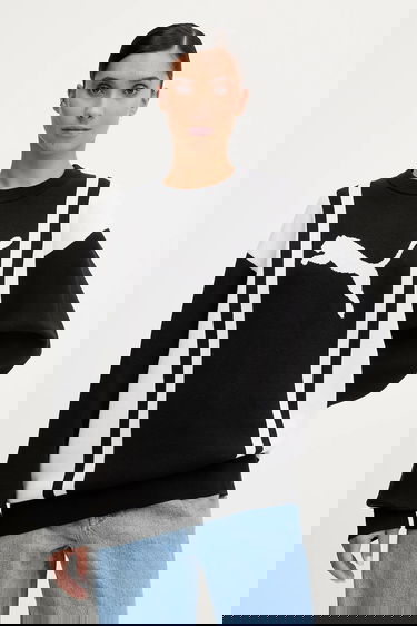 Sveter Puma Vertical Stripe Color Block Crewneck Knit Sweater Čierna | 632294, 2