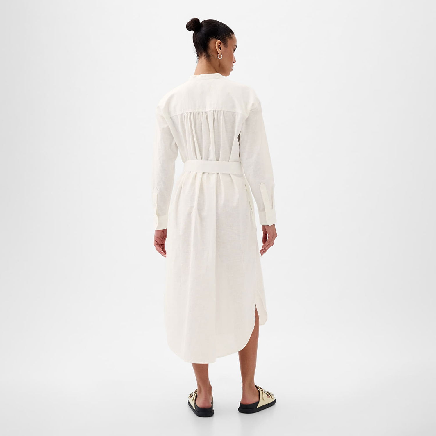 Šaty GAP Dresses Longsleeve Linen Maxi Dress New Off White Béžová | 857614-02, 1