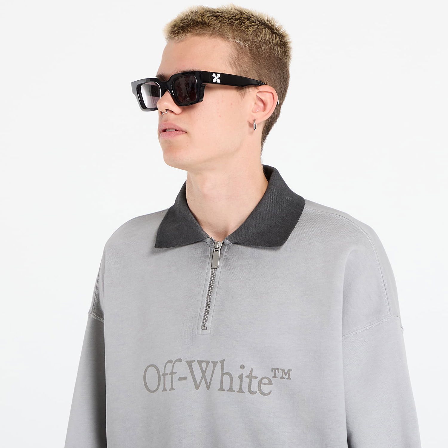 Mikina Off-White Off-White Laundry Fleece Polo Sweatshirt Šedá | OMAD00NF25FLE0061212, 1