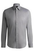 Easy-Iron Structured Stretch Cotton Shirt, Regular Fit
