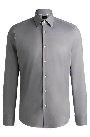 Košeľa BOSS Easy-Iron Structured Stretch Cotton Shirt, Regular Fit Šedá | 50489830, 0