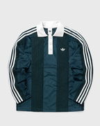 Long Sleeve Polo Jersey with Textured Panels and Three-Stripes