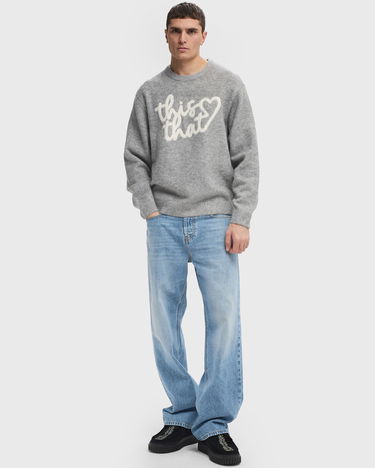 Sveter thisisneverthat Heart Logo Knit Sweater Šedá | TN243KKNPK11HGR, 1