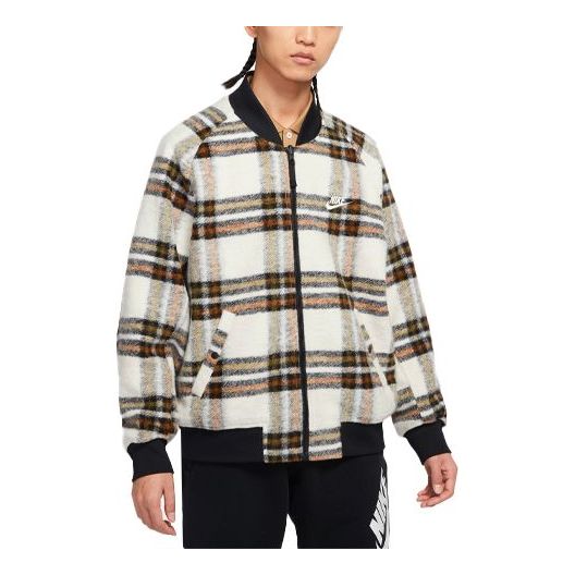 Bomber bunda Nike Plaid Reversible Loose Jacket Béžová | DR6864-104