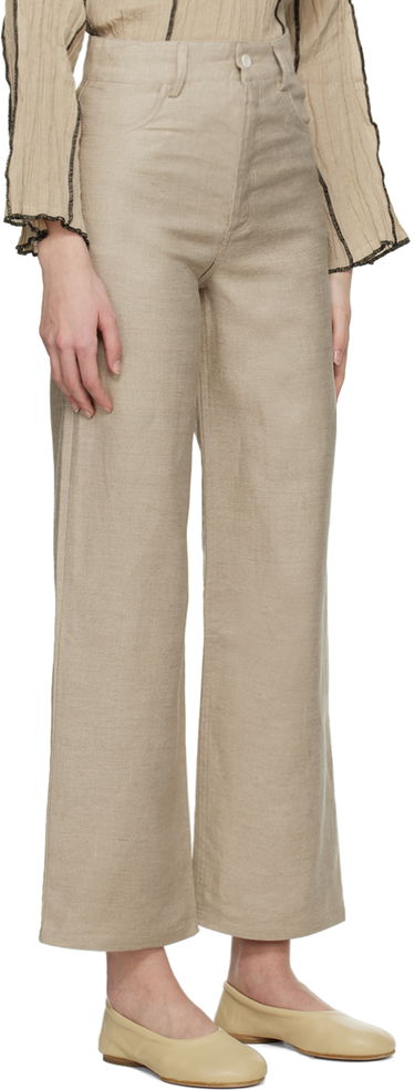 Nohavice Baserange Navalo Linen Straight-Leg Trousers Béžová | TRNA-LI-SU23, 1