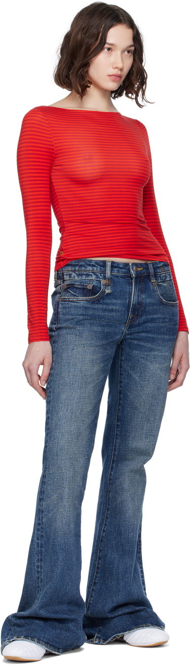 Tričko Miaou Miaou Amelia Striped Long Sleeve T-Shirt Červená | 7183TJBRST, 3