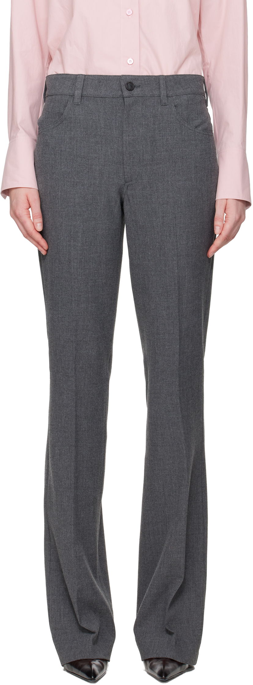 Nohavice The Attico Tailored Straight-Leg Trousers Šedá | 251WCP00273 PLL007AA