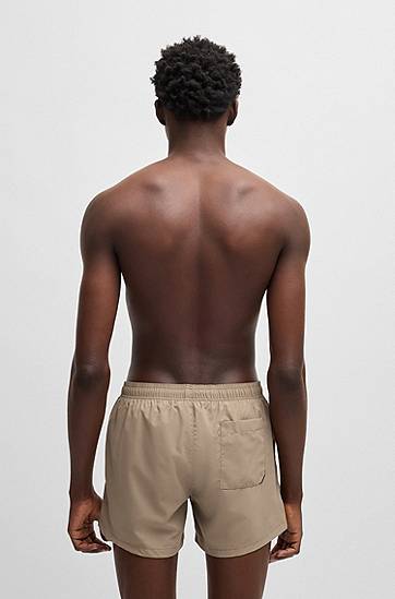 Plavky BOSS HUGO Quick-Dry Swim Shorts with Vertical Logo Béžová | 50513979, 1