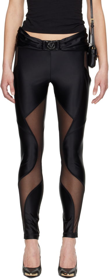 Legíny Versace Versace Jeans Couture V-Emblem Sheer Panel Leggings Čierna | E78HAC103_EJ0223, 0