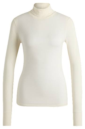 Tričko BOSS Slim Fit Rollneck Soft Jersey Top Biela | 50502856, 0