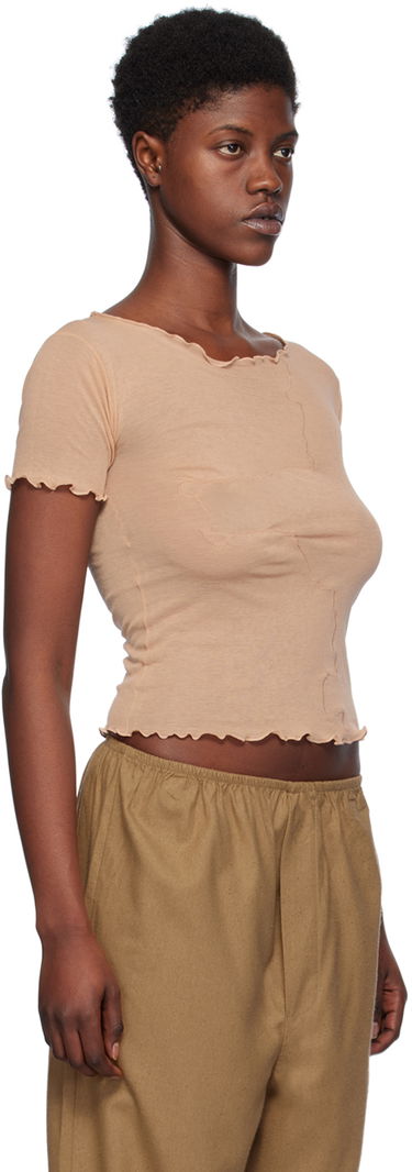 Crop Top Baserange Slim Fit Lettuce Trim T-Shirt Béžová | TOGE-CG-SP24, 1