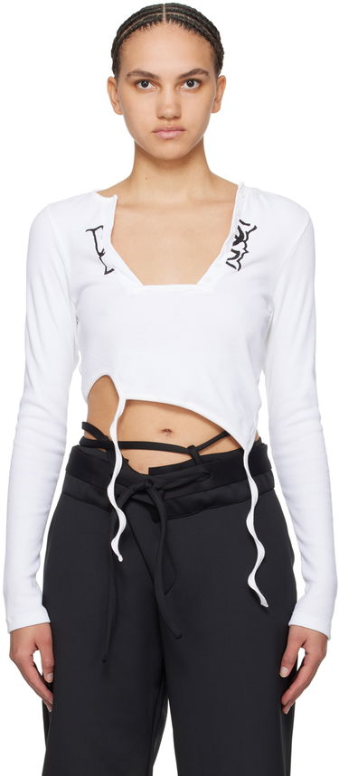 Tričko Ottolinger Ottolinger Asymmetric Long Sleeve T-Shirt Biela | 408101, 0